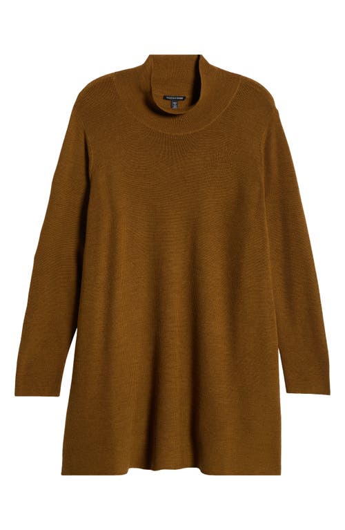 Shop Eileen Fisher Wool Mock Neck Tunic In Gold Leaf