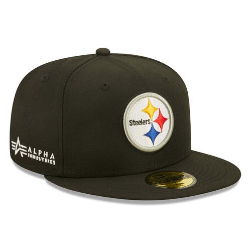 Men's New Era x Alpha Industries Black Pittsburgh Steelers Alpha 59FIFTY Fitted Hat