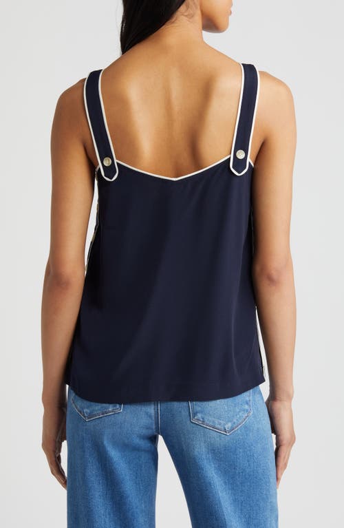 Shop Court & Rowe Piped Button Detail Camisole In Blue Night