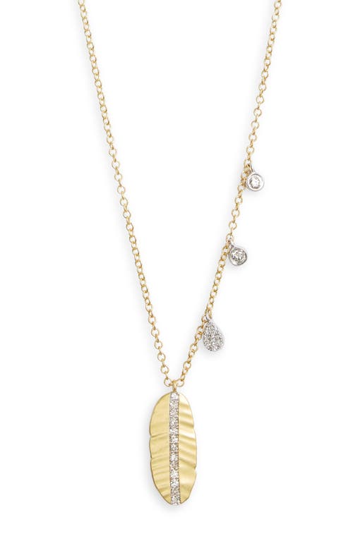 Meira T Leaf & Diamond Charm Necklace In Gold