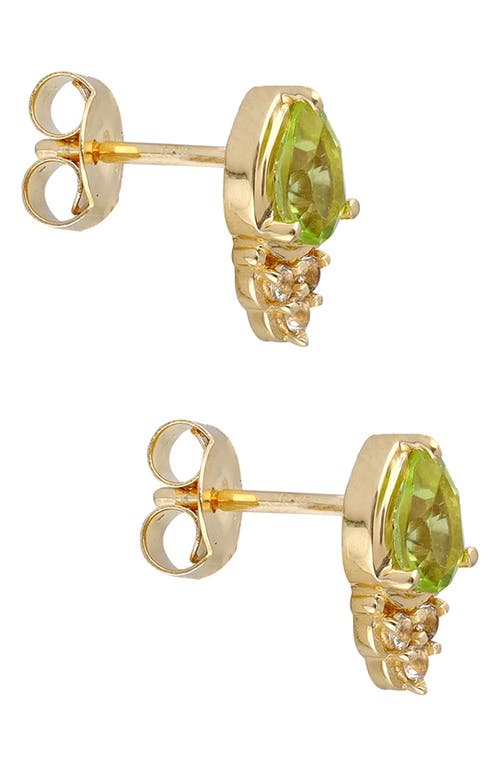 Ys Gems Peridot & White Topaz Stud Earrings In Green