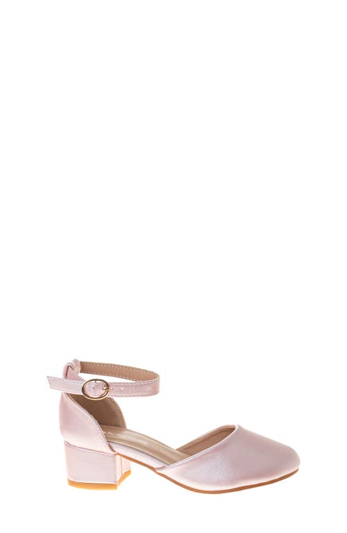Laura Ashley Kids' Ankle Strap Block Heel Pump In Pink Pearl Patent