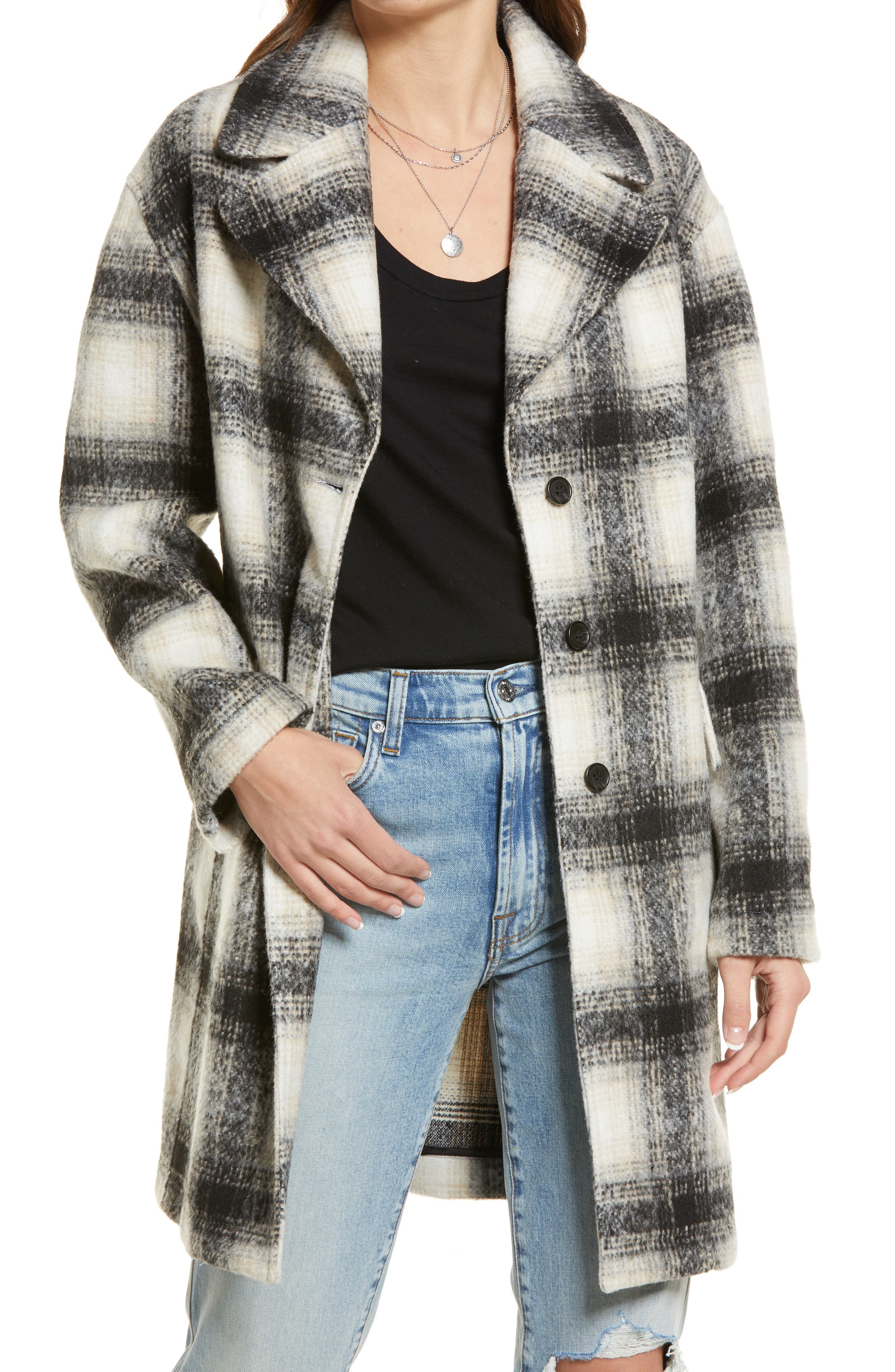 gray plaid coat