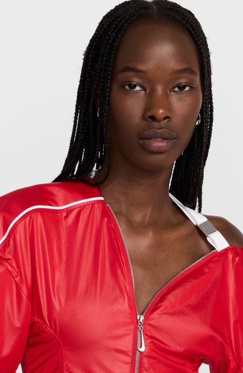 Shop Nike X Jacquemus Crop Track Jacket In University Red/white