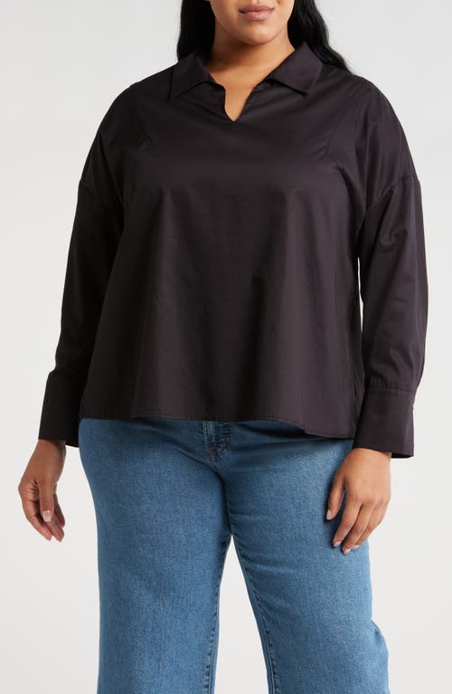 HARSHMAN Enid Split Neck Top Black at Nordstrom,