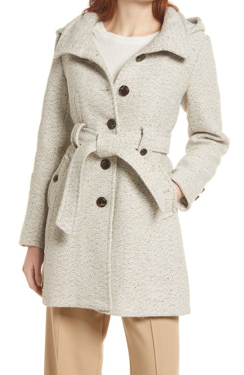 Belted Hooded A-Line Coat in Oatmeal