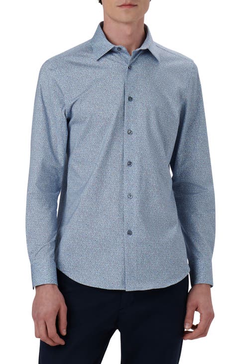 Bugatchi - 8 Way Stretch  - OOOHCOTTON - Air Blue Hexadot main image 1