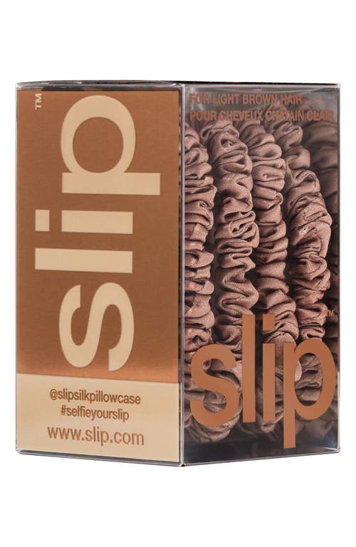 Shop Slip Pure Silk 4-pack Skinny Scrunchies: Back To Basics Collection In Light Brown