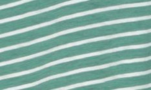 Shop Vince Stripe Cotton Slub Polo In Sea Green/optic White