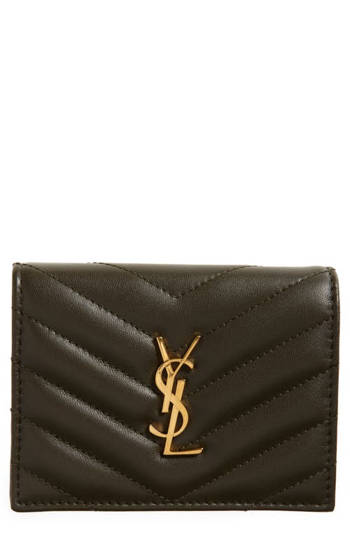 Saint Laurent Matelassé Leather Card Case in Light Musk at Nordstrom