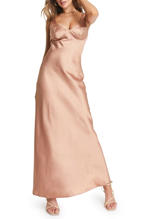 ASOS DESIGN Satin Bustier Maxi Dress in Bronze