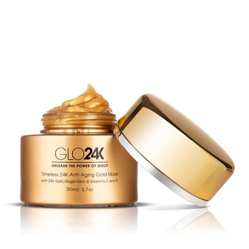 GLO24K UNLEASH THE POWER OF GOLD GLO24K UNLEASH THE POWER OF GOLD TIMELESS 24K ANTI-AGING GOLD MASK