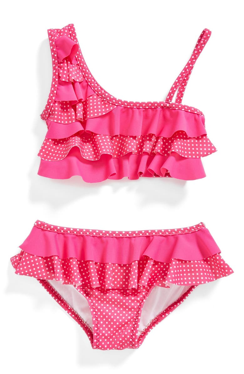To The 9's Dot & Ruffle Two-Piece Swimsuit (Little Girls) | Nordstrom