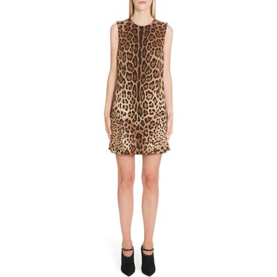 Dolce & gabbana Leopard Print Shift Dress, US / 40 IT - Brown