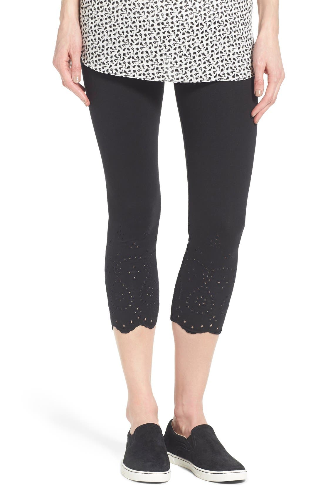 Hue Eyelet Trim Capri Leggings Nordstrom