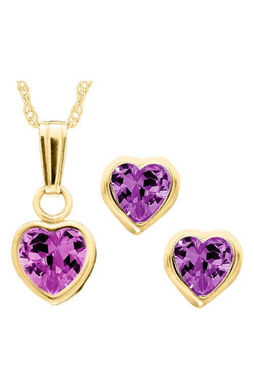 Mignonette 14k Gold Birthstone Necklace & Stud Earrings in February at Nordstrom