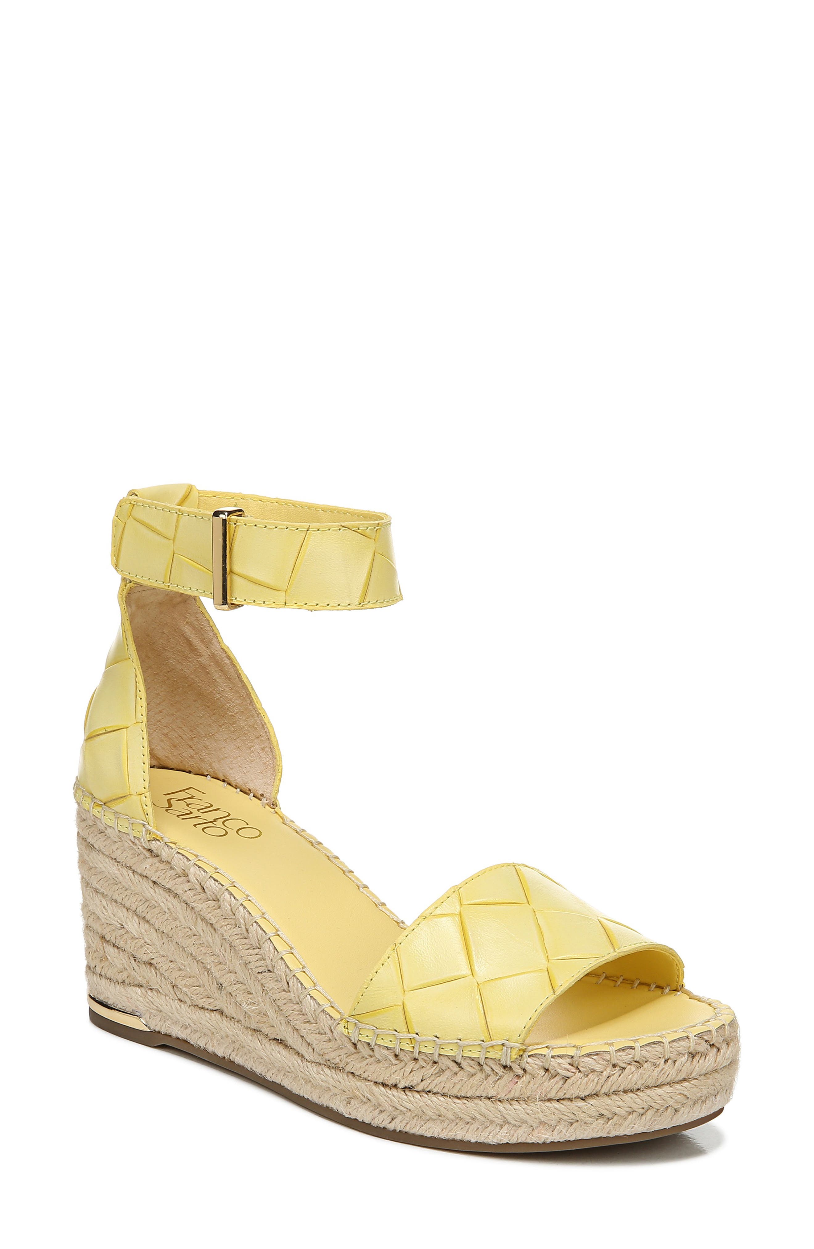 yellow wedge sandals for women