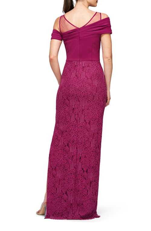 Shop Js Collections Shiloh Lace Column Gown In Dark Fuchsia