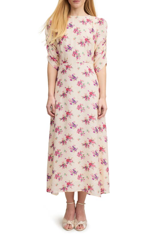 Shop Lk Bennett Delilah Bouquet Silk Jacquard Midi Dress In Cream