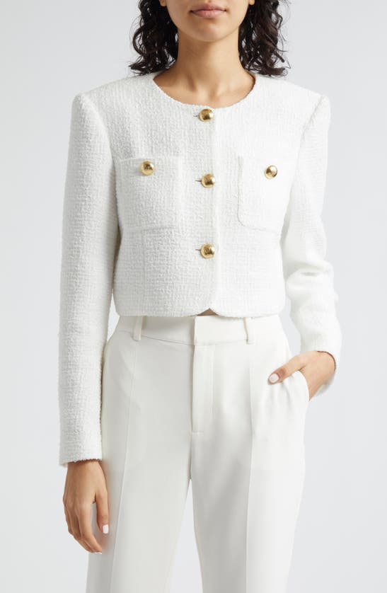 Shop Cinq À Sept Auden Crop Tweed Jacket In White