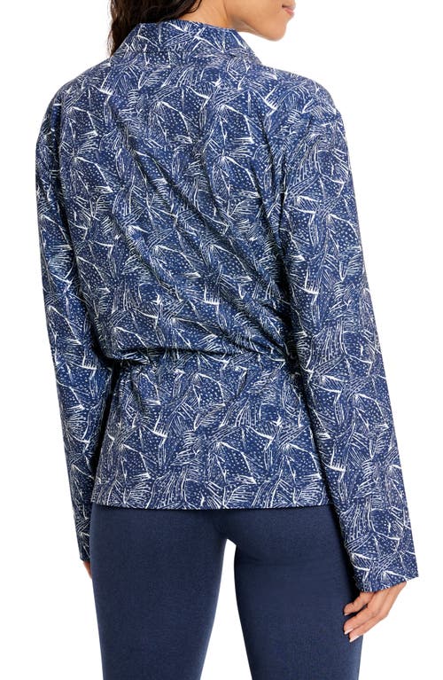 Nz Active By Nic+zoe Falling Fans Tech Stretch Zip Jacket In Indigo Multi