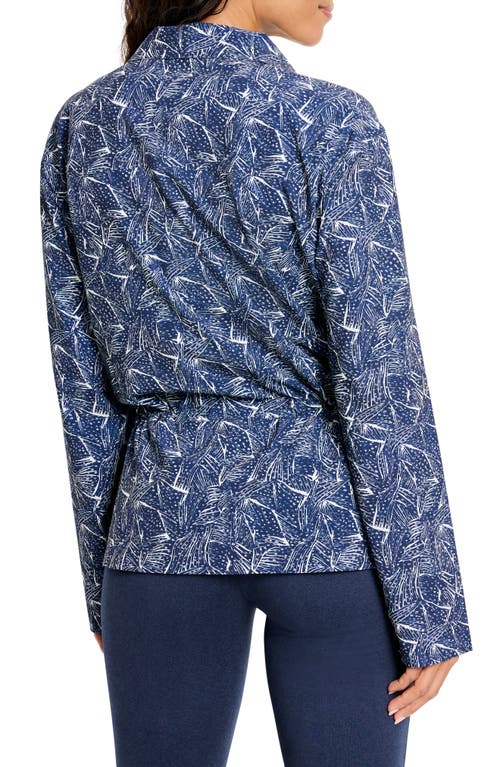 Shop Nz Active By Nic+zoe Falling Fans Tech Stretch Zip Jacket In Indigo Multi