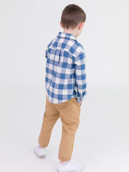 Shop Ruggedbutts Boys Long Sleeve Button Down Shirt In Countryside Blue Plaid