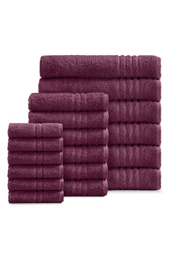 Shop Ella Jayne Home Solid Cotton 18-piece Towel Set In Plum