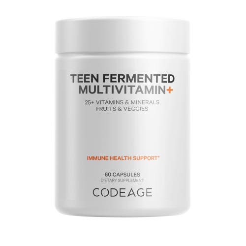 Codeage Daily Teen Multivitamin, 25+ Organic Whole Foods, Probiotics & Enzymes for Teenagers, Vegan, 60 ct in White at Nordstrom