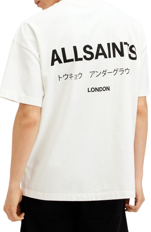 Allsaints Underground Organic Cotton Logo Graphic Tee In Ashen White
