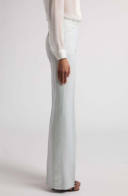 Tom Ford Lustrous Barathea Tailored Tuxedo Wide Leg Pants In Ig052 Light Grey