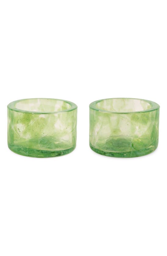 Shop Stories Of Italy Set Of 2 Watercolor Jade Tealight Candleholders In Green