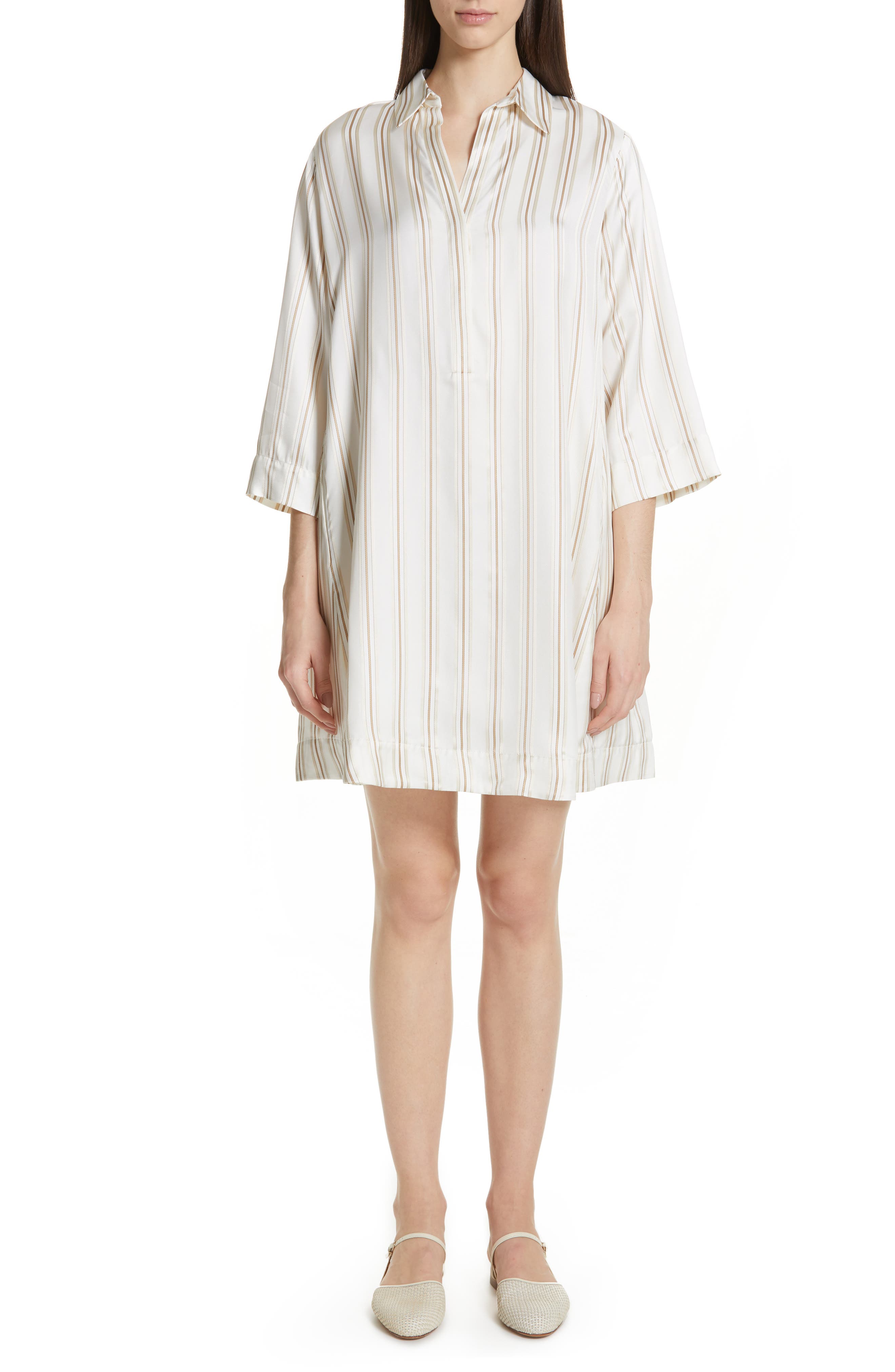Co Stripe Tunic Dress, White