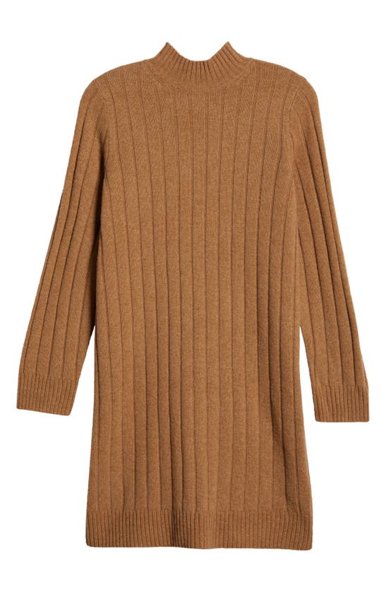 Shop Madewell Bodhi Long Sleeve Wool Blend Rib Sweater Dress In Heather Caramel
