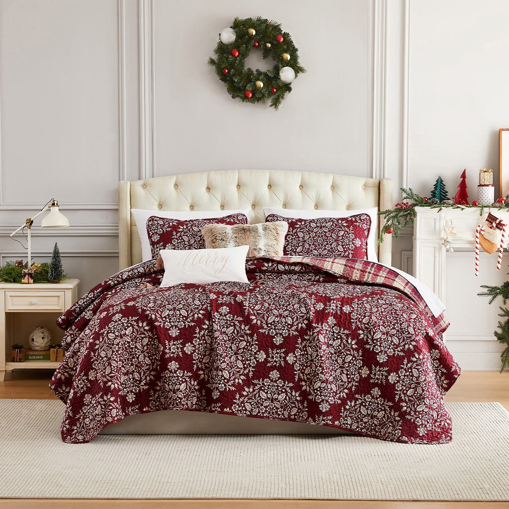 Southshore Fine Linens Christmas Carol Oversize Reversible Holiday Quilt Set In Christmas Carol