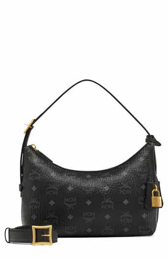 MCM Millie Top Zip Shoulder Bag Visetos Small Black
