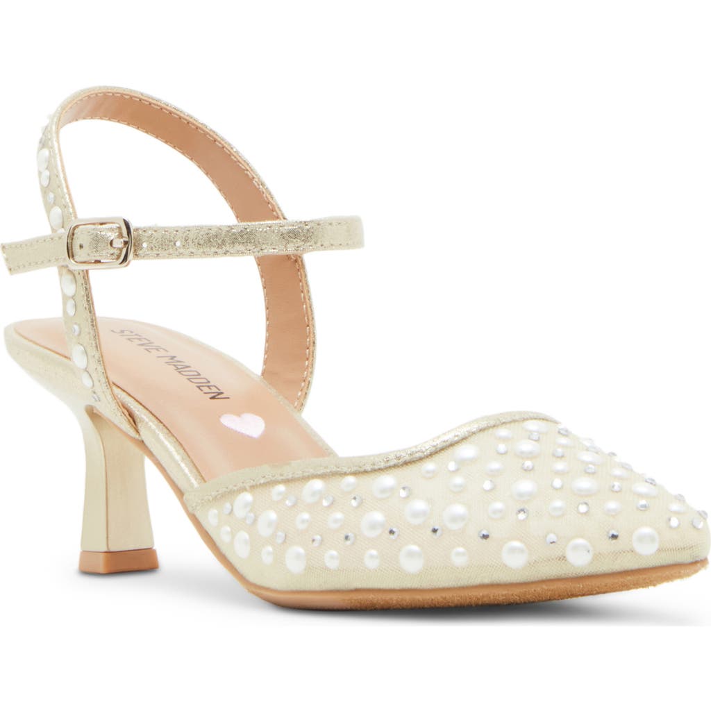 Steve Madden Jfinlee Ankle Strap Pointed Toe Pump In Champagne