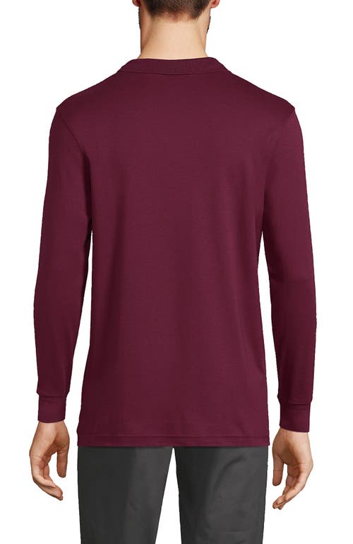 Shop Lands' End School Uniform  Long Sleeve Interlock Polo Shirt In Burgundy