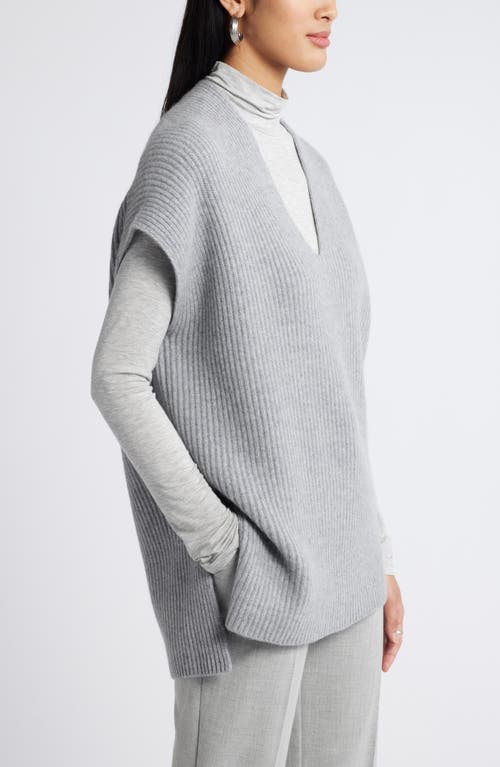 Shop Nordstrom Oversize Wool & Cashmere V-neck Sweater Vest In Grey Heather