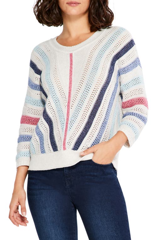 NIC+ZOE Angles Pointelle Stitch Sweater in Blue Multi