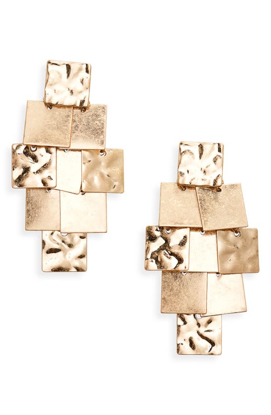 Melrose And Market Textured Tile Drop Earrings In Gold