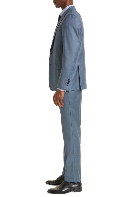 Shop Emporio Armani G-line Virgin Wool Suit In Blue Grey