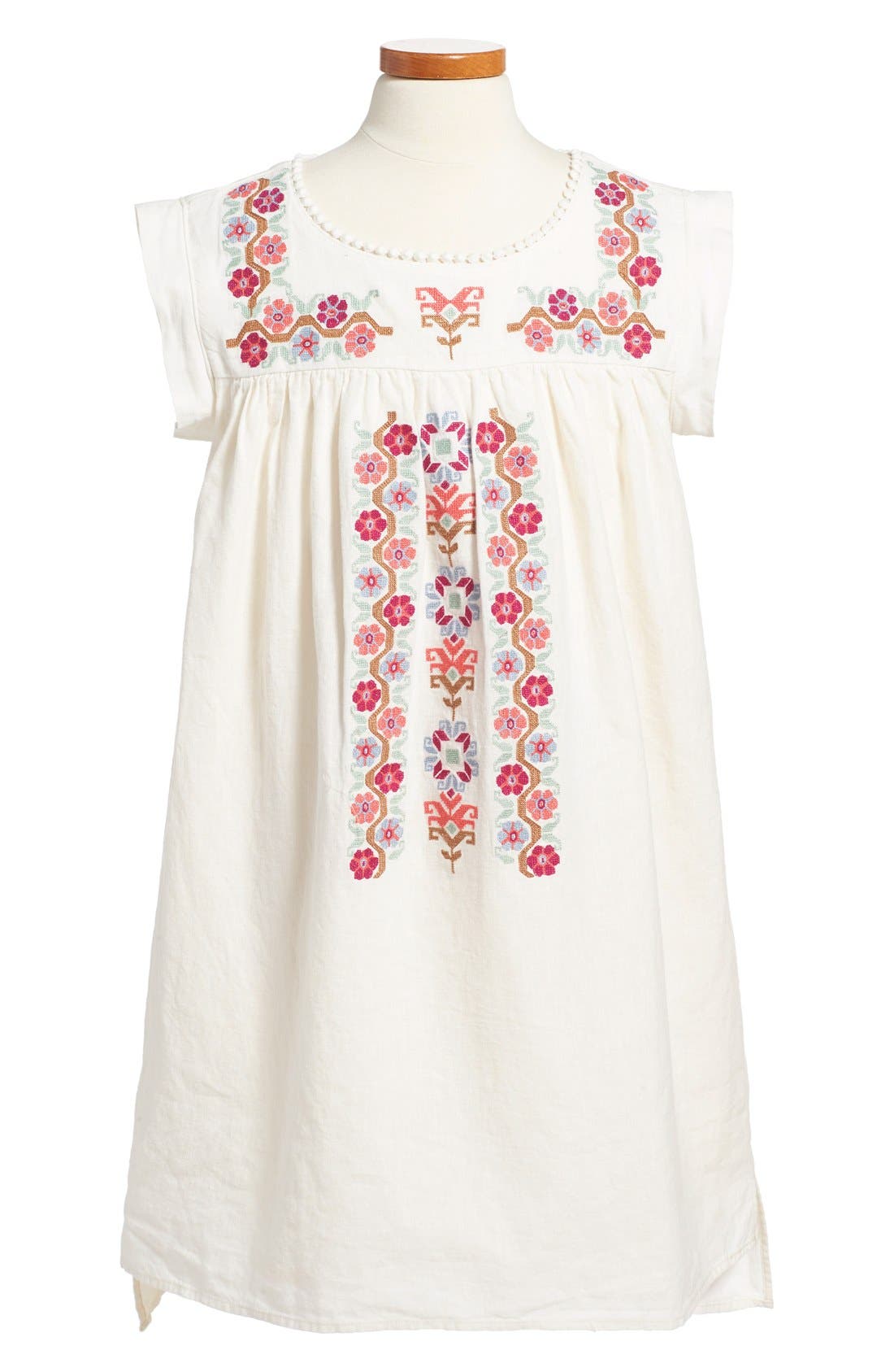 Tea Collection 'Rosario' Floral Cross Stitch Dress (Toddler Girls