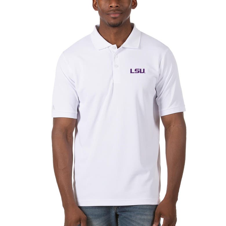 Antigua White Lsu Tigers Legacy Pique Polo In White