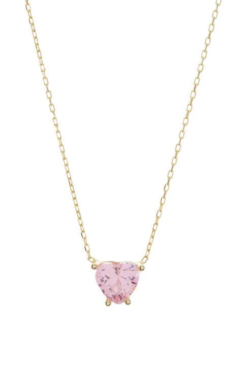 Pink CZ Heart Necklace