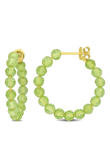 Delmar Faceted Hoop Earrings In Peridot