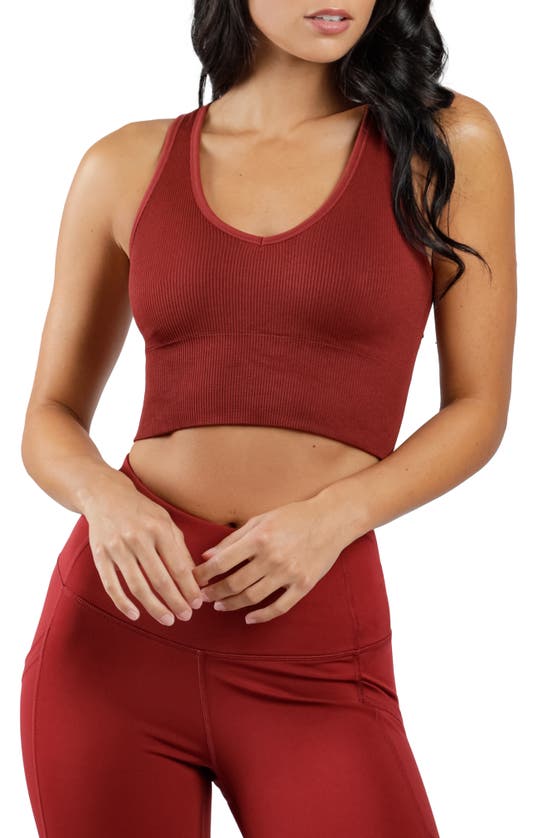 90 Degree By Reflex - Women's Seamless V-neck Crop Ribbed Tank Top