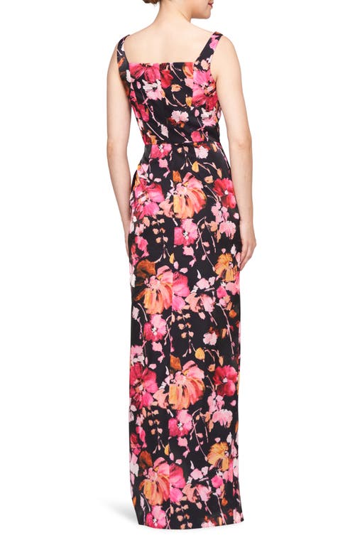 Shop Kay Unger Nicole Floral Column Dress In Saffron/black