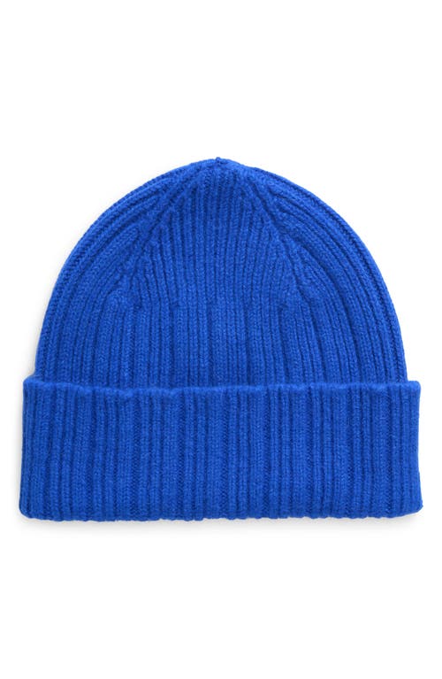 Shop Drake's Geelong Lambswool & Angora Rib Beanie In 200 Royal Blue