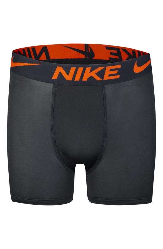 Nike Dri-fit Essentials Big Kids' Printed Boxer Briefs (3-pack) In Black/ Green Strike